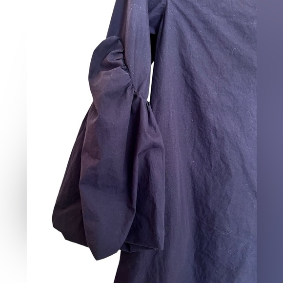 Zara floral embroidery dark blue tunic mini dress, S, statement ballon sleeves - Picture 8 of 9